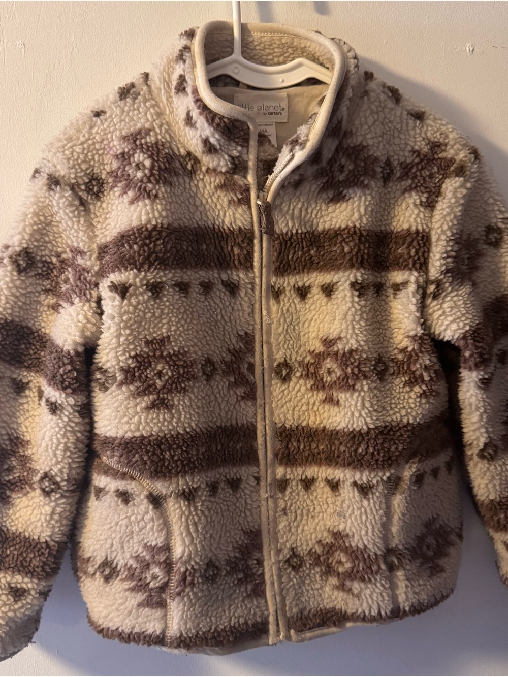 Carter's Cream & Brown Sherpa Zip Jacket
